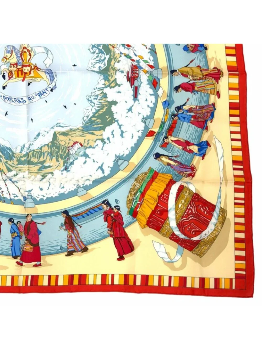 Hermes Prieres AU Vent Prayer in the Wind Silk 100% Carre 90 Scarf